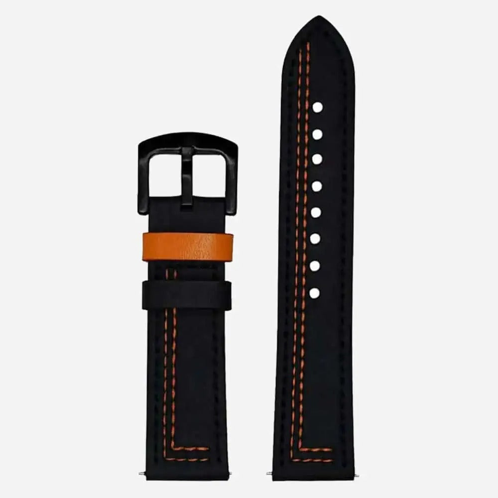 Black & Orange Leather RS Strap